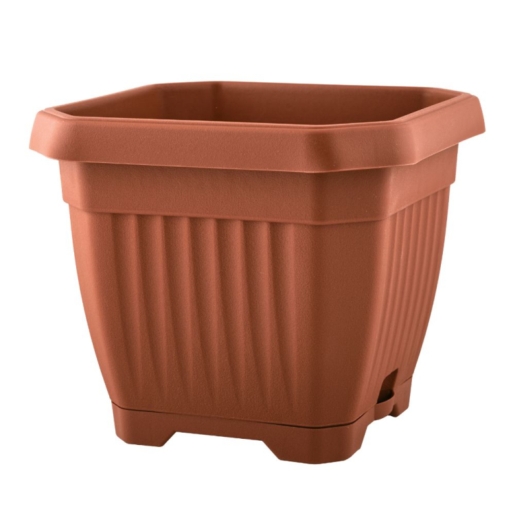 Doniczka z podstawką OCTAGON 25x25cm terakota